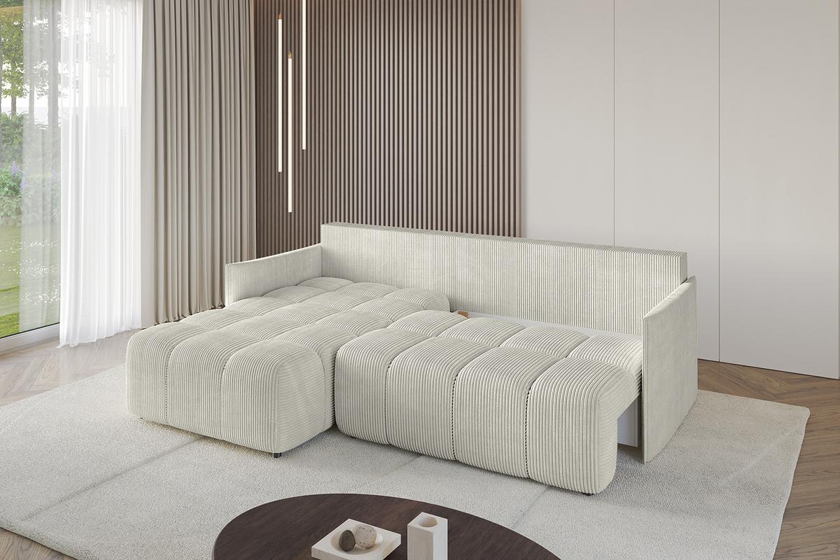 ECKSOFA Ottomane links LONLI-L 251x189x68 Creme Cord - Ecru/Creme, Holzwerkstoff/Kunststoff (251/189cm) - ALTDECOR