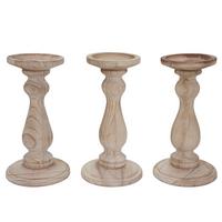 KERZENSTÄNDER 3ER-SET Beige - Beige, Holz (12/24/12cm) - MCW