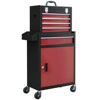 WERKSTATTWAGEN mit Rollen, mit 5 Schubladen, Max. Belastung 130kg, Schwarz+Rot - Rot, Metall (28/102/60cm) - HOMCOM