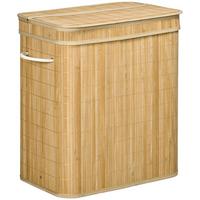 WÄSCHEKORB mit Deckel 90 L, Natur - Naturfarben, Naturmaterialien (35.2/59.5/54.2cm) - HOMCOM