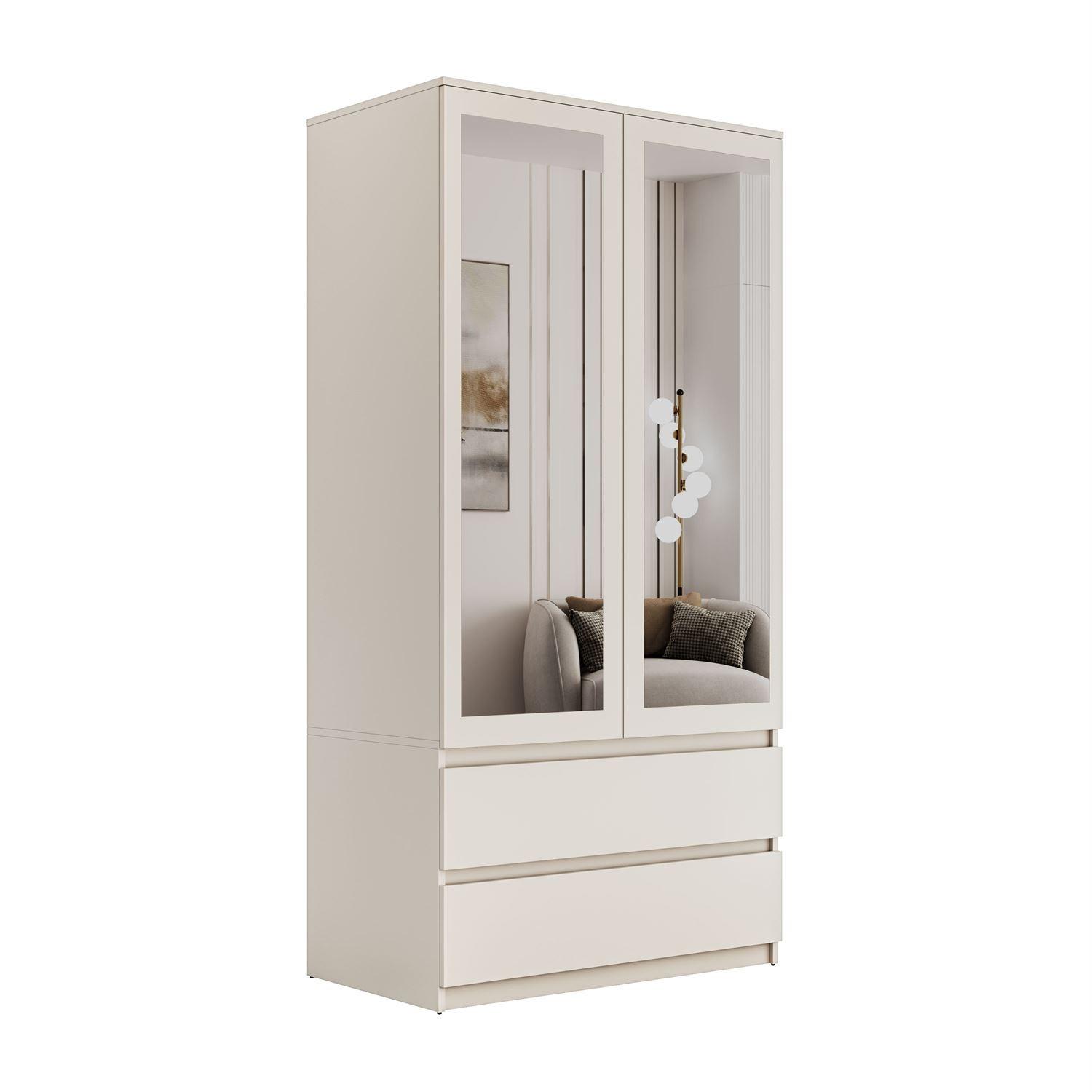 SCHRANK HANA SS-90 mit Spiegel Kaschmir - Kaschmir, Holzwerkstoff (90/180/50cm) - Lookway