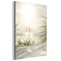 METALLBILD Dünen mit Strandhafer in der Sonne des Nationalparks Schleswig-Holsteinisches Wattenmeer 60x80 cm - Creme, Metall (60/80cm) - MuchoWow