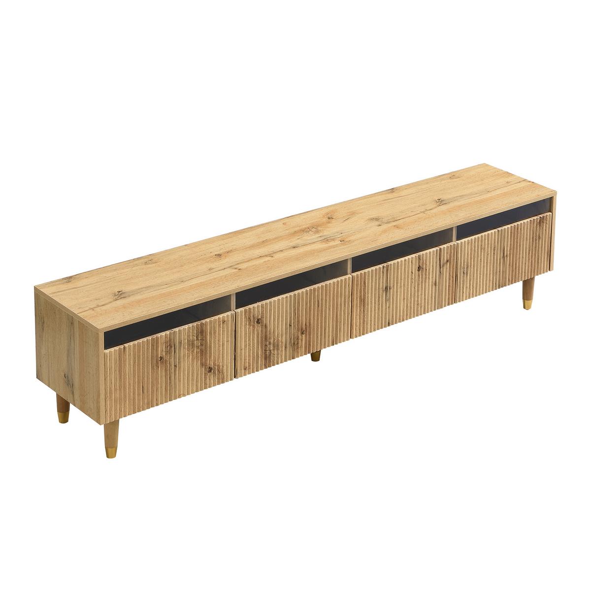 TV-LOWBOARD holzoptik & rillen-design – 4 schubladen & 178 cm länge - Naturfarben, Holzwerkstoff (178/45/35cm) - Urban Meuble