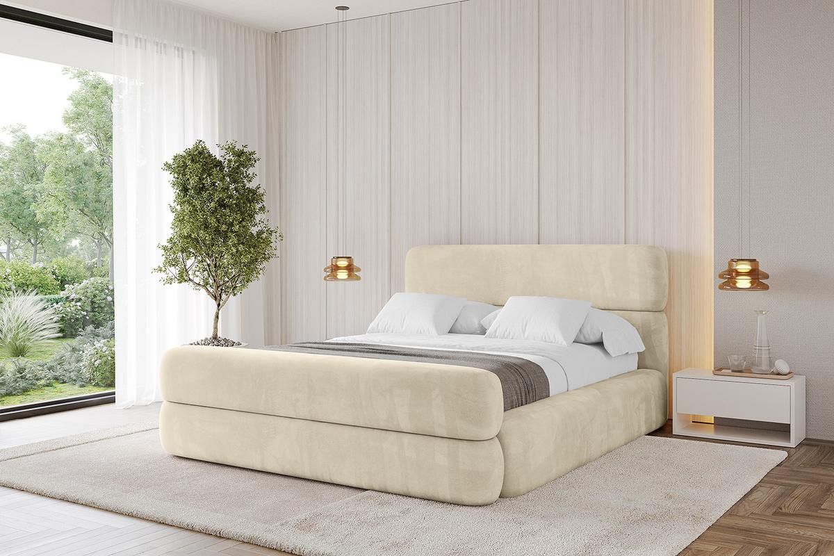 POLSTERBETT mit Bettkasten, Fußteil und Lattenrost, Boxbett ohne Matratze - ENORA-Z 180x200 Beige - Ecru, Holzwerkstoff/Textil (180/200cm) - ALTDECOR