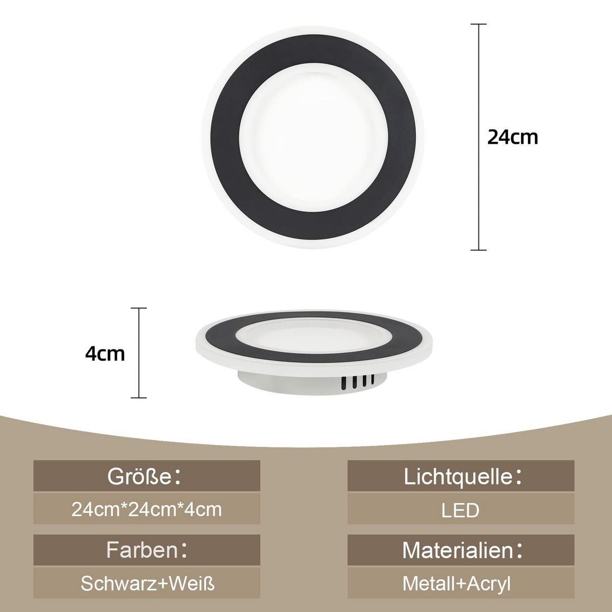 DECKENLEUCHTE Zaraelith 24/24/4 cm - Schwarz, Metall (24/24/4cm) - ZMH
