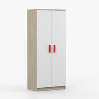 DREHTÜRENSCHRANK 80/192/50 cm 2-türig Jonas III 06 Sonoma Eiche/Weiß + rote Griffe - Rot/Weiß, Holz/Holzwerkstoff (80/193/50cm) - imoebel24