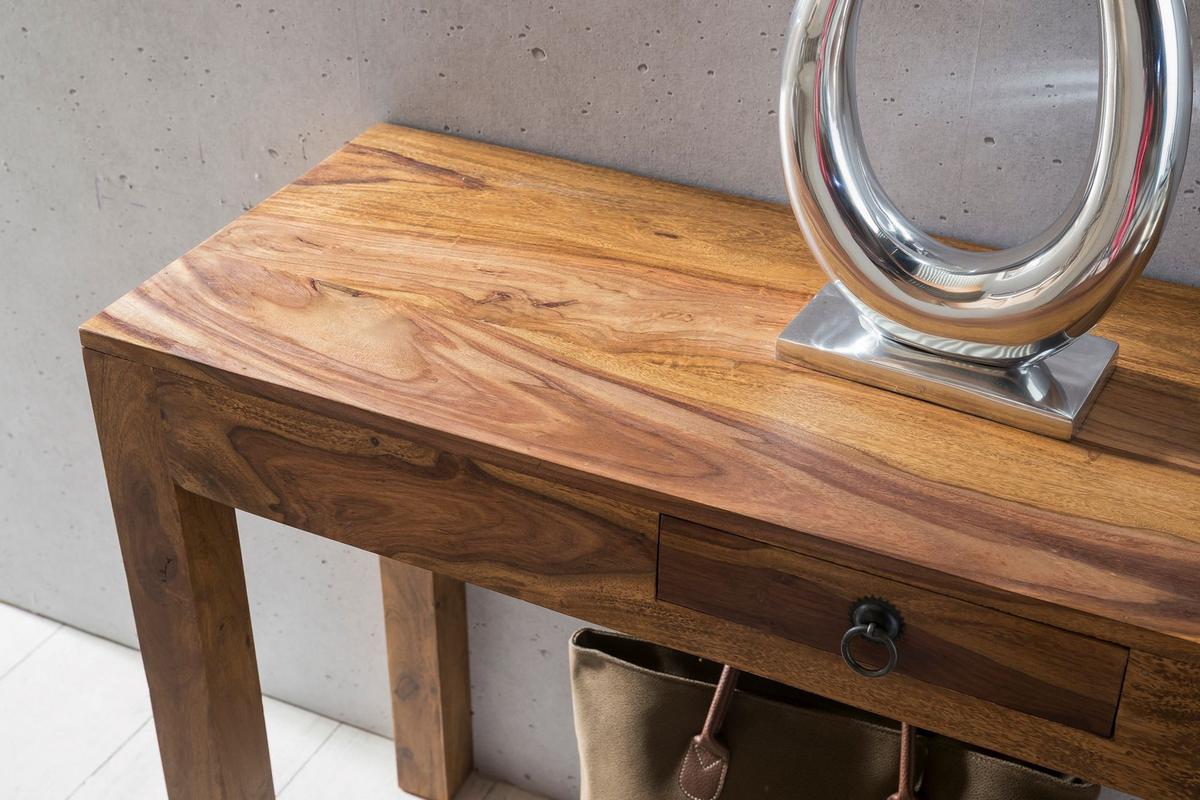 KONSOLENTISCH Massivholz Schublade Landhausstil MUMBAI, Dunkelbraun 120x40x70 cm - Braun, Holz (40/120/70cm) - KADIMA DESIGN