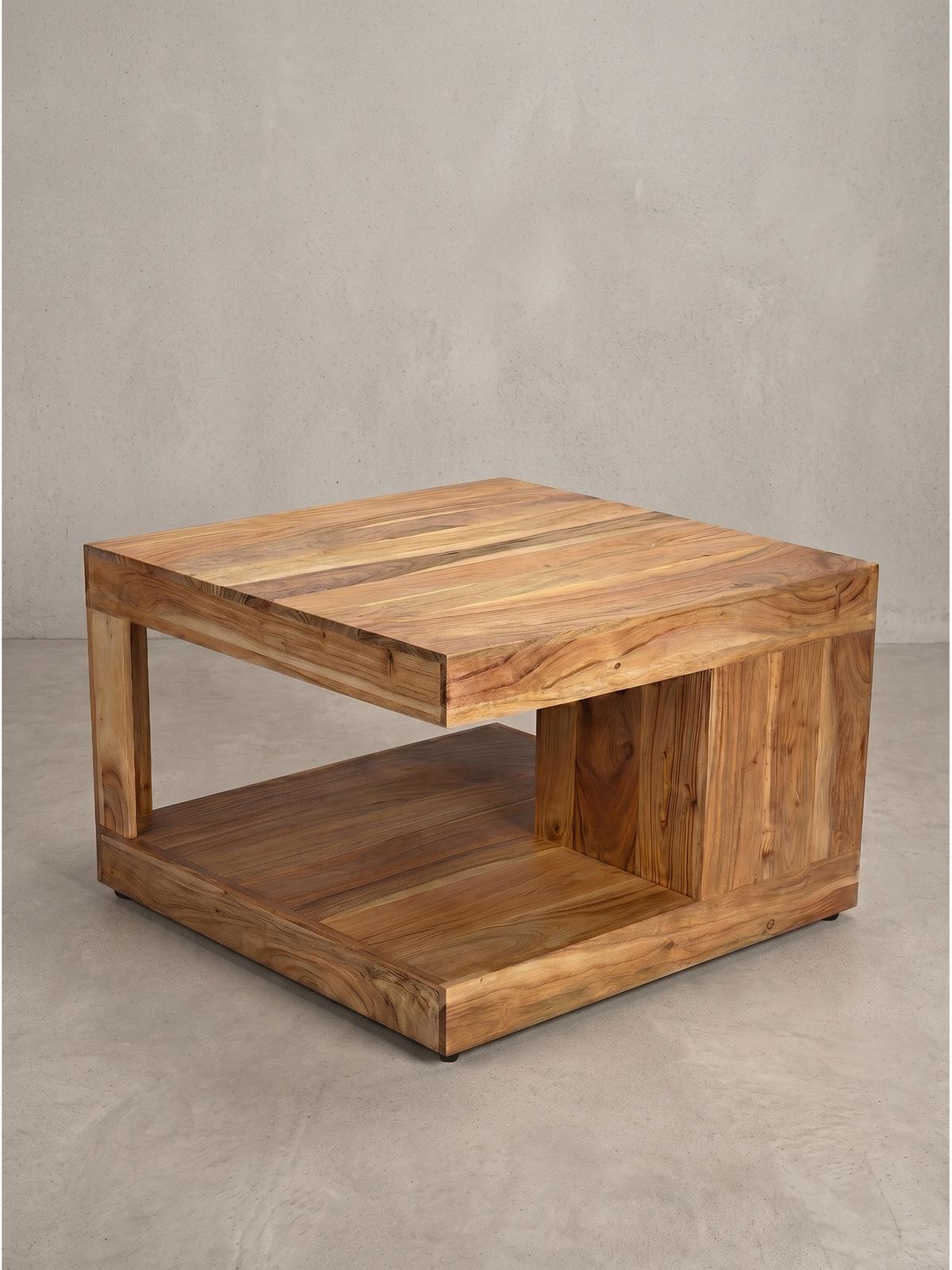 SOFATISCH NAREW, Akazie Massivholz, Akazie-Natur, 60 x 60 x 39,5 cm - Braun, Akazienholz/Holz (60/60/39.5cm) - KADIMA DESIGN