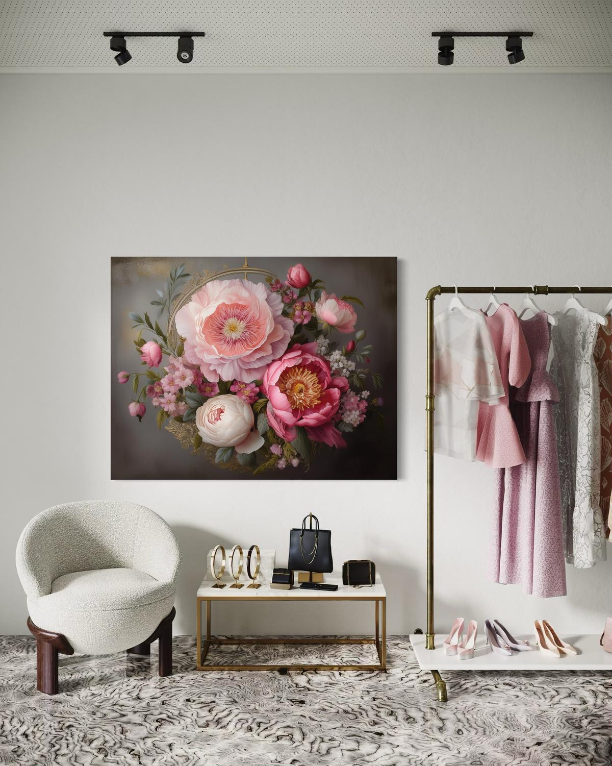 WANDBILD natur laubblumen rosa - Pink, Textil (60/40cm) - Feeby