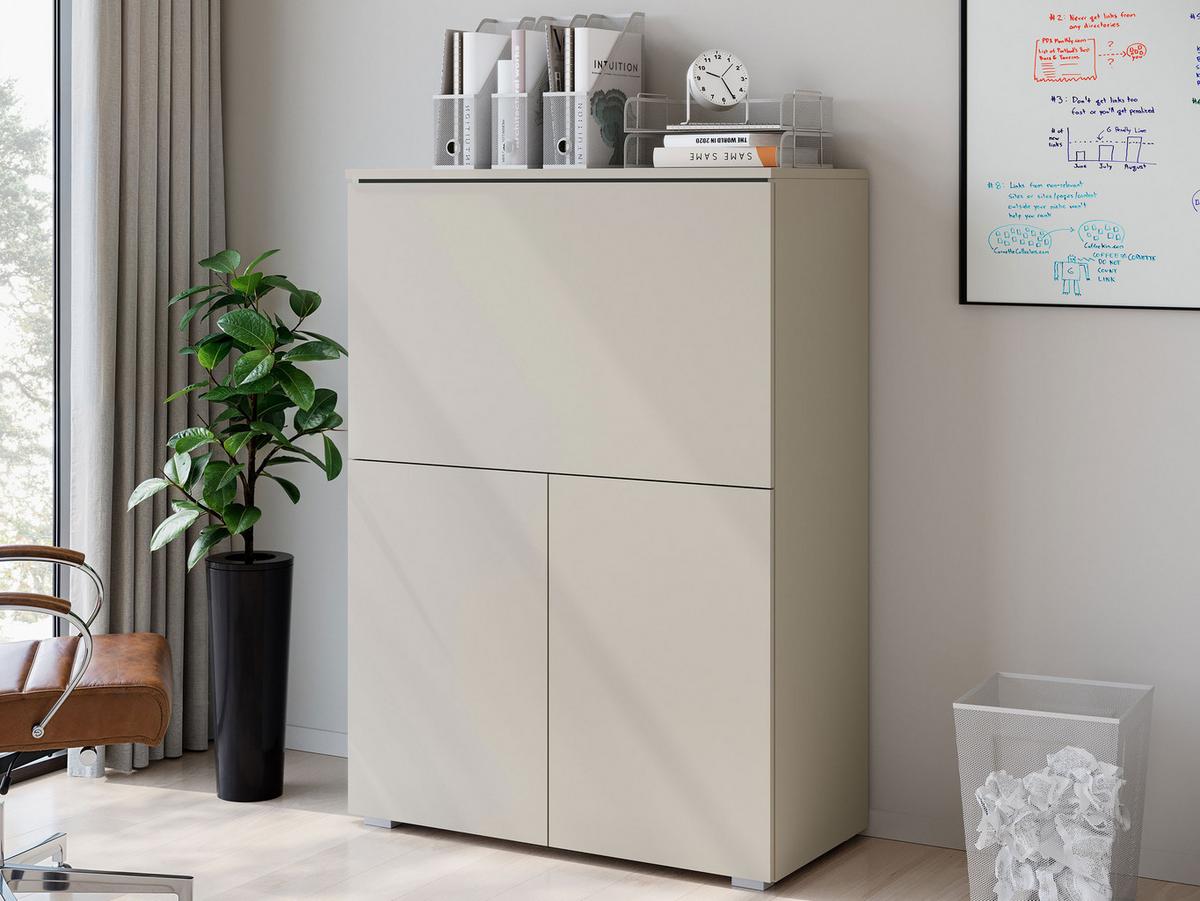 KOMMODE / SCHREIBTISCH Vera 90 mit LED Beleuchtung - Kaschmir/Alufarben, Holzwerkstoff/Kunststoff (90/126/42cm) - MIRJAN24