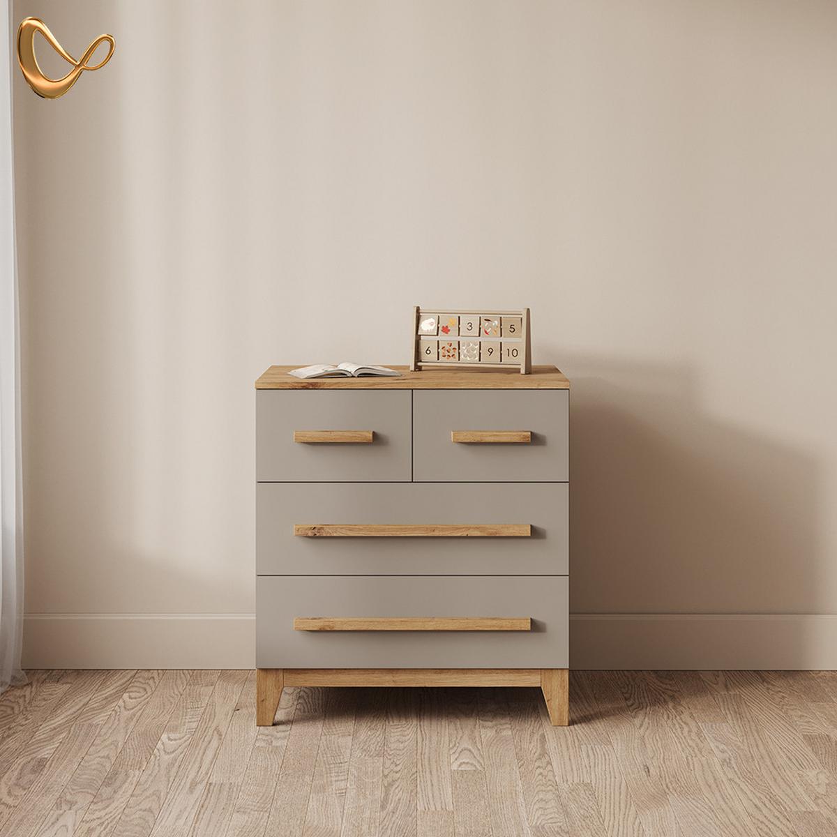 KOMMODE Mailo Cashmere/Artisan 80 x 88 cm mit 4 Schubladen - Kaschmir/Eiche Artisan, Holzwerkstoff (80/88/53.4cm) - Livinity®