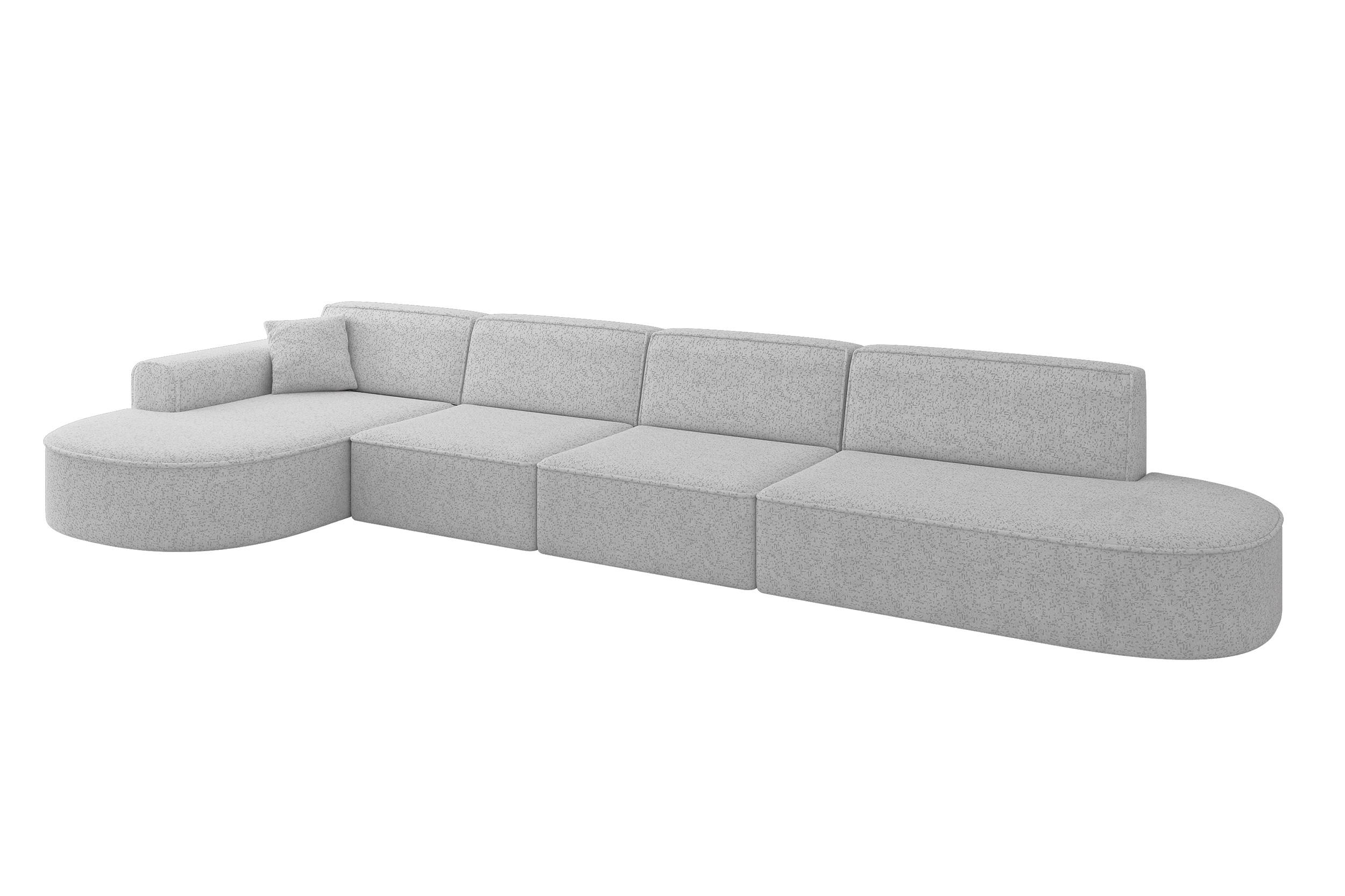 ECKSOFA Ottomane Links MARI-L3 - 413x171x79 cm Grau Tissu - Schwarz/Grau, Holzwerkstoff/Kunststoff (413/171cm) - ALTDECOR
