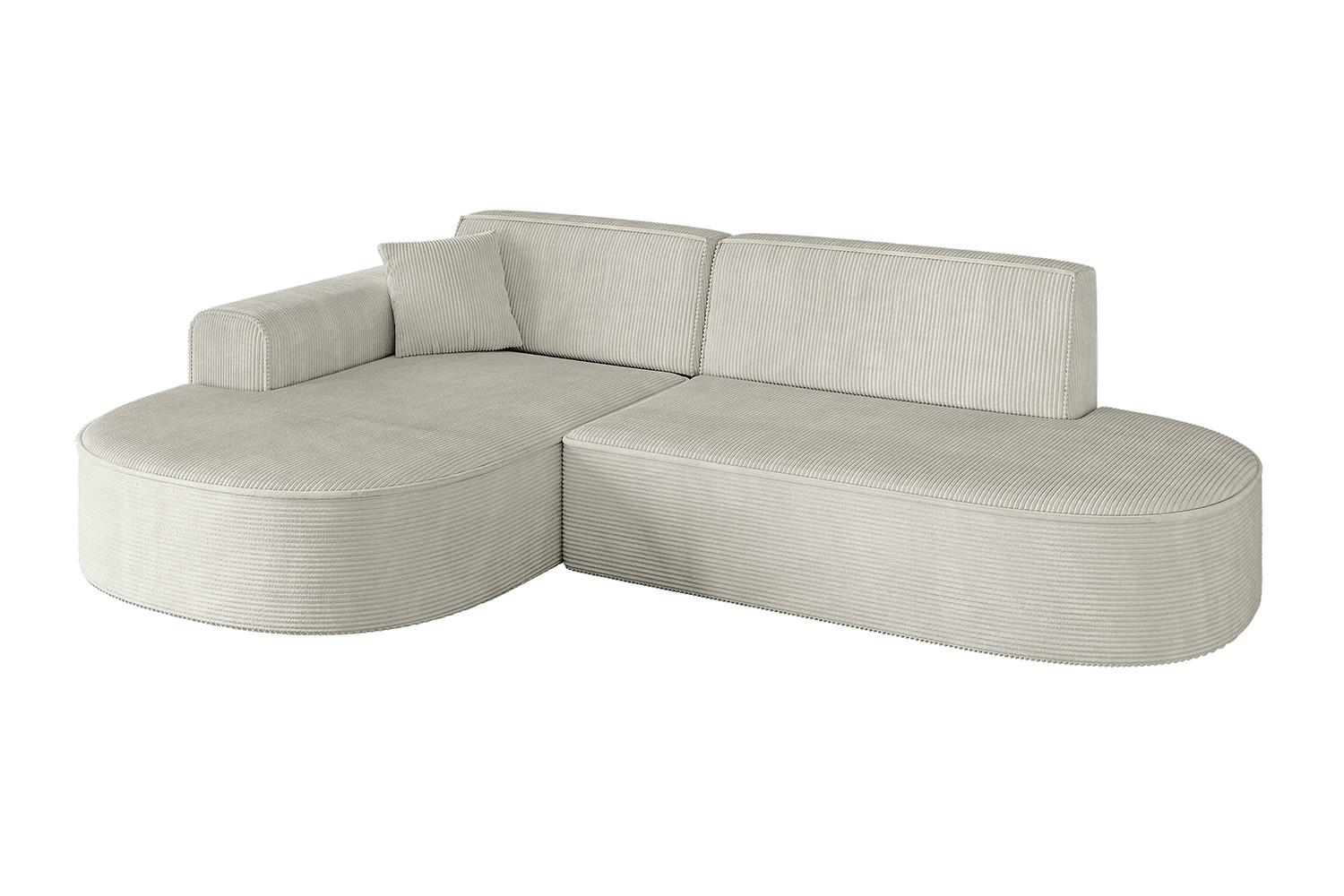 ECKSOFA Ottomane Links MARI-L1 - 243x171x79 cm Creme Cord - Hellgrau/Creme, Holzwerkstoff/Kunststoff (163/234cm) - ALTDECOR