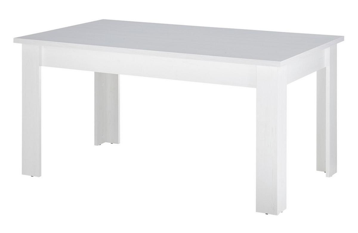 ESSTISCH weiß Pinie Landhaus, Tisch 160 x 90 cm - Weiß/Pinienfarben, Holzwerkstoff (160/90/76cm) - Furn.Design