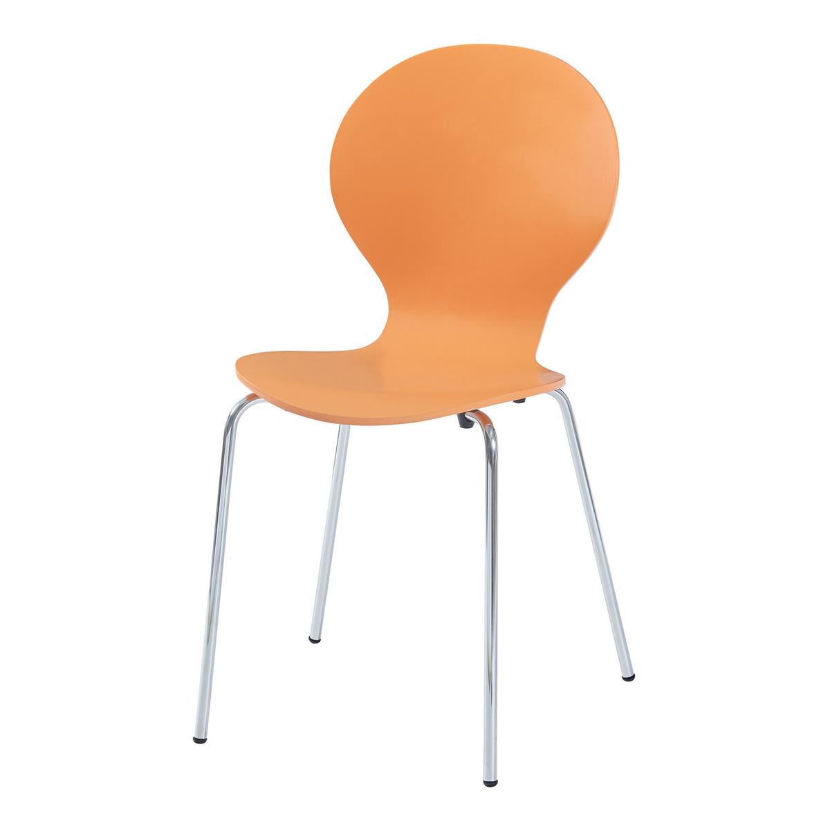 ESSZIMMERSTUHL-SET 4 TLG. Etne - Chromfarben/Orange, Holz/Metall (48/85/50cm) - [en.casa]