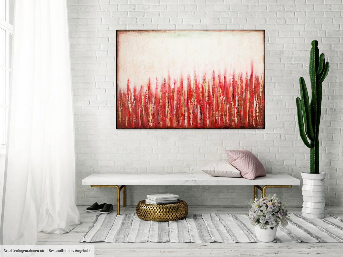 ACRYLBILD HANDGEMALT 120/80 cm - Beige/Rot, Holz/Textil (120/80cm) - KUNSTLOFT