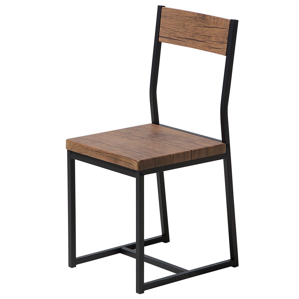 ESSGRUPPE Dunkelbraun Stahl 6-Sitzer 150 cm Laredo - Schwarz, Holzwerkstoff (150/75/90cm) - Beliani