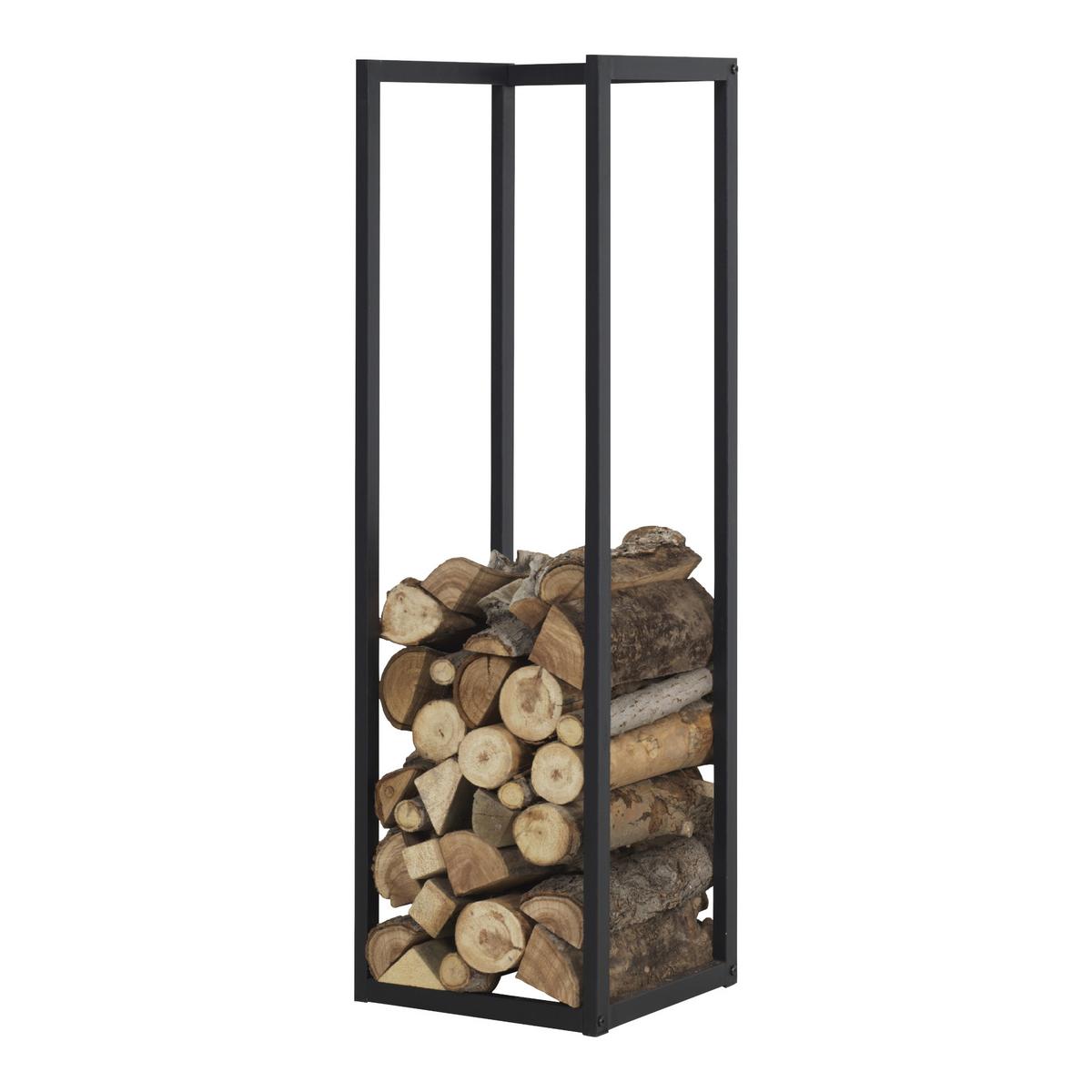 KAMINHOLZREGAL Tanum - Schwarz, Metall (35/120/35cm) - [en.casa]
