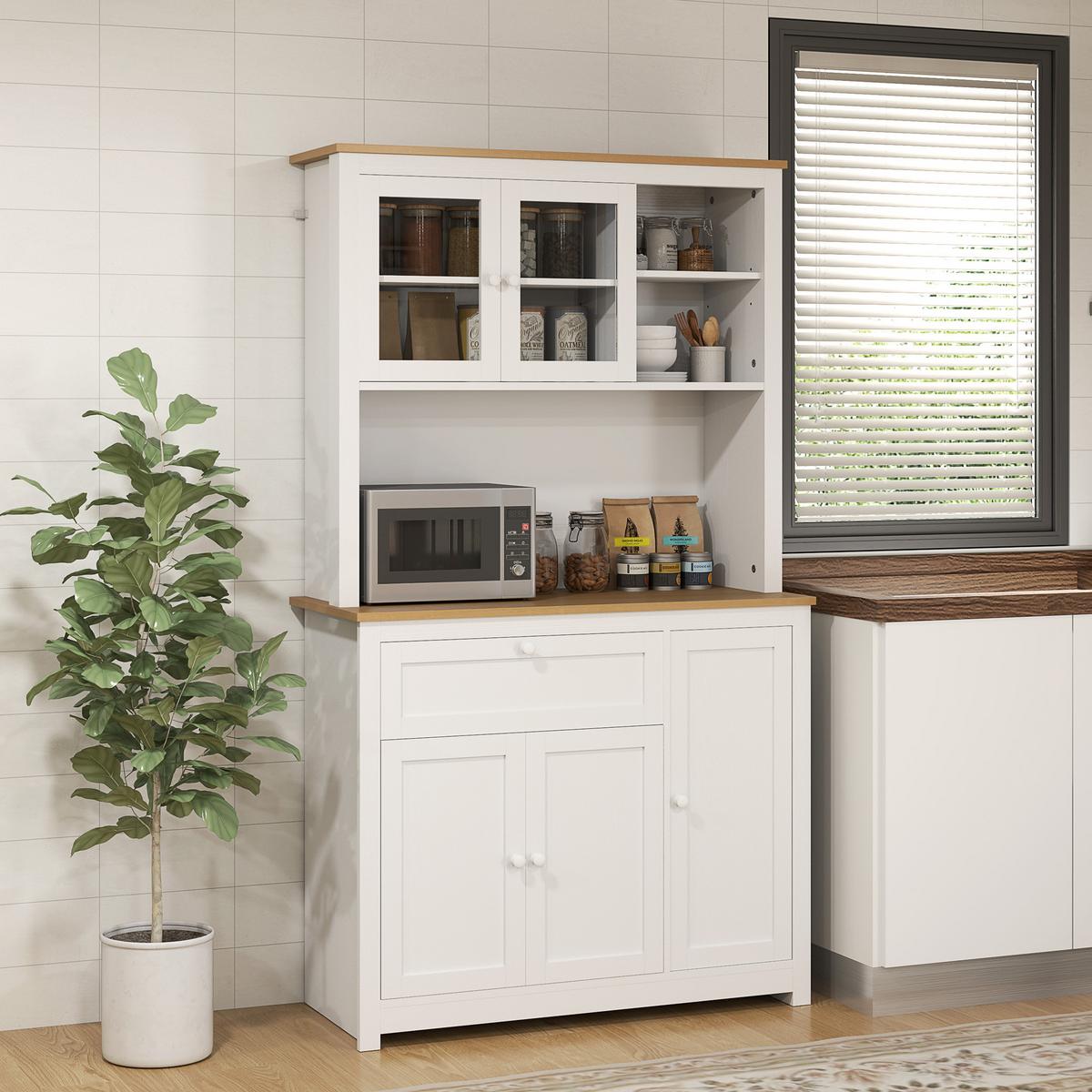 KÜCHENSCHRANK aus MDF 100/40/180 cm Weiß - Weiß, Holzwerkstoff (40/180/100cm) - HOMCOM