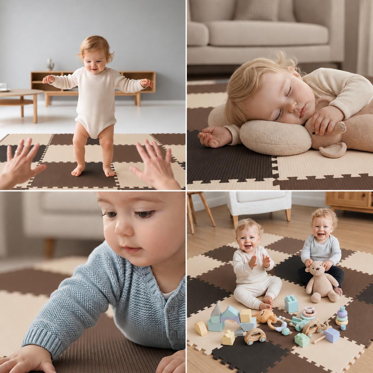 SPIELMATTE ab Null - 270/90 cm Puzzlematte Beige - Multicolor, Kunststoff (30/30cm) - Littletom