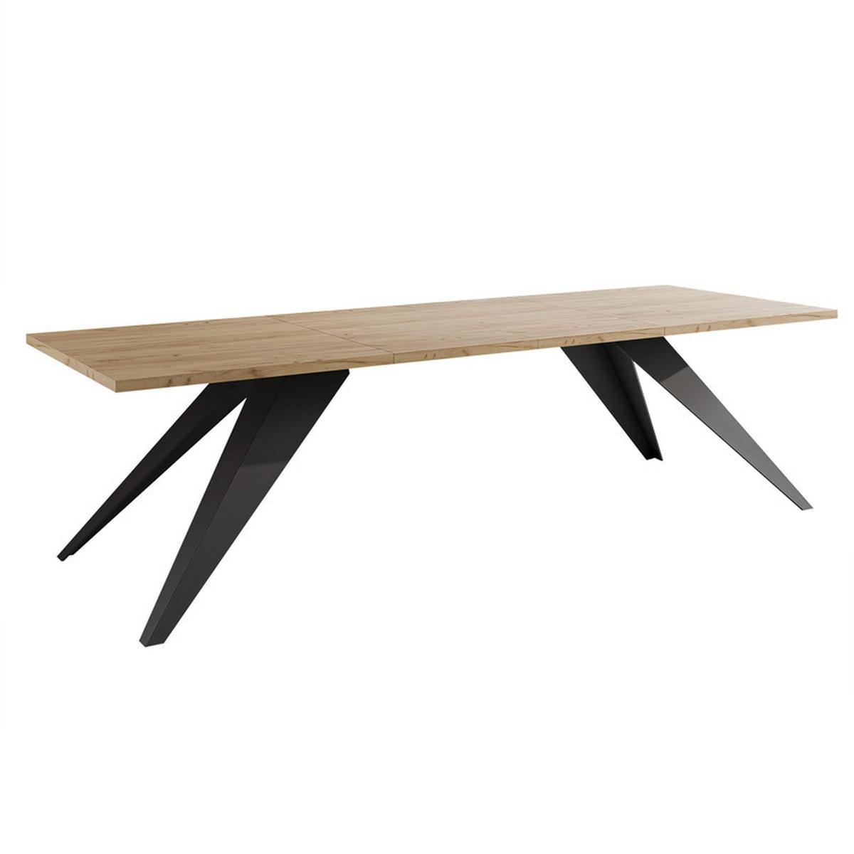 AUSZIEHTISCH XANDRO 160/90/76 cm mit Metallgestell, Schwarz / Craft-Eiche - Eichefarben/Schwarz, Holzwerkstoff/Metall (90/160/76cm) - Idohome