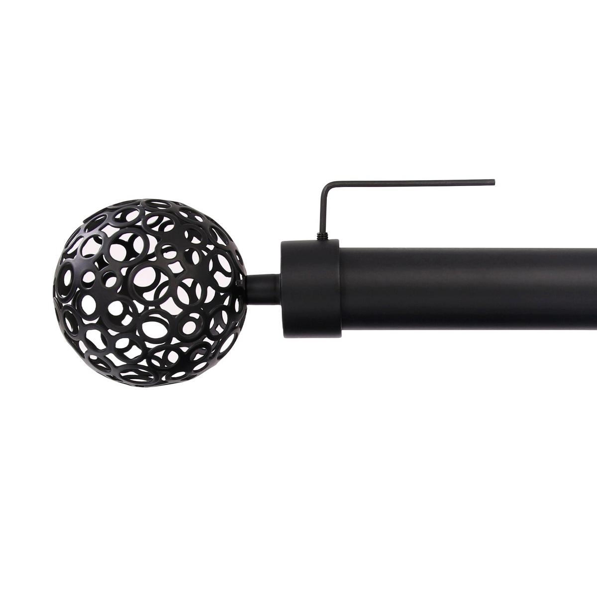 GARDINENSTANGE auf Maß 1-lauf Wandmontage Kugel 210cm - Schwarz, Metall (210cm) - Deco-Raum