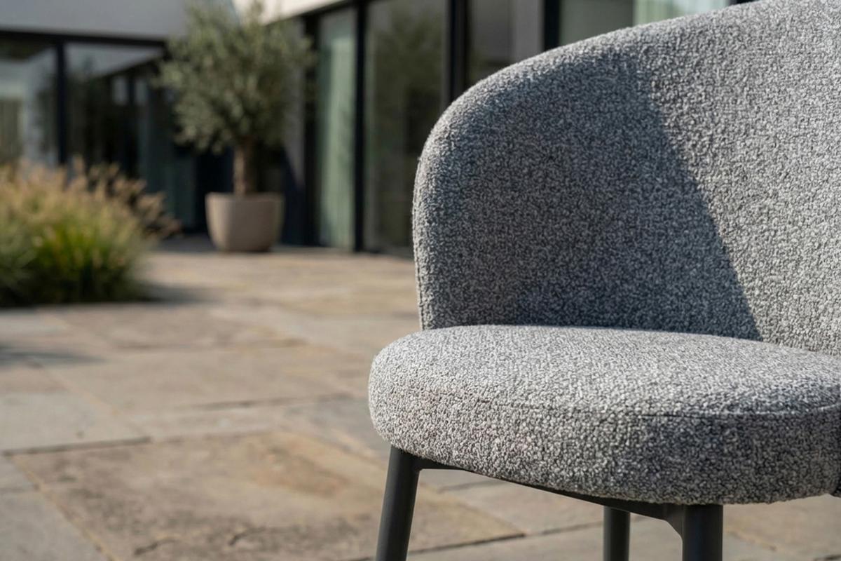 GARTEN-ESSGRUPPE INDUS 7ER SET Grau Keramik, Flachgewebe - Grau, Keramik - KAWOLA