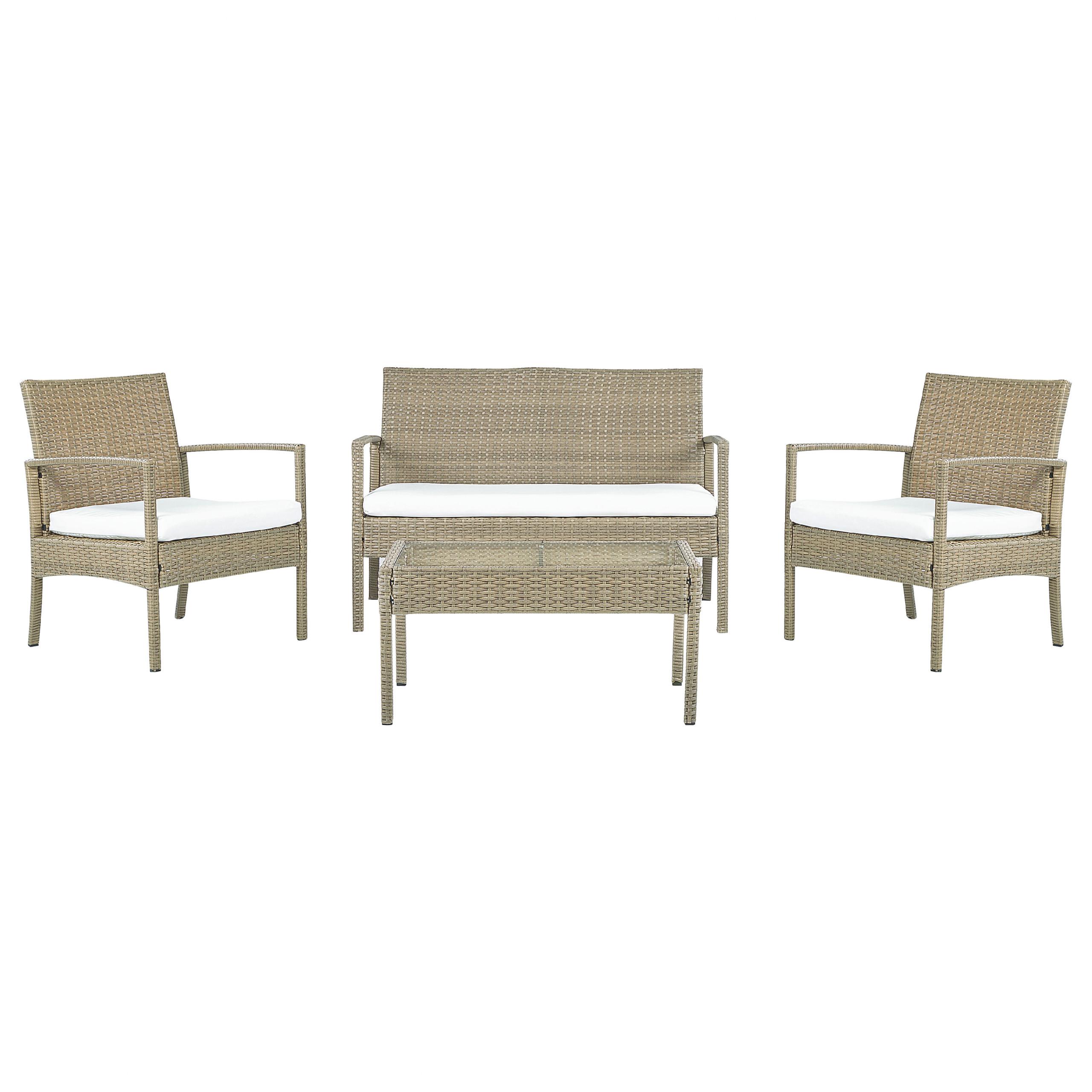 LOUNGE-SET 4-sitzer Rattan Beige Marsala - Beige, Kunststoff - Beliani