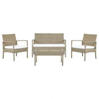 LOUNGE-SET 4-sitzer Rattan Beige Marsala - Beige, Kunststoff - Beliani
