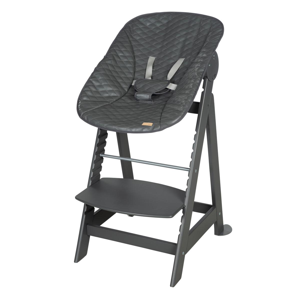 BABYHOCHSTUHL Born Up Luxe mit Neugeborenenaufsatz Anthrazit - Anthrazit, Holzwerkstoff/Textil (46/94/66.5cm) - Roba