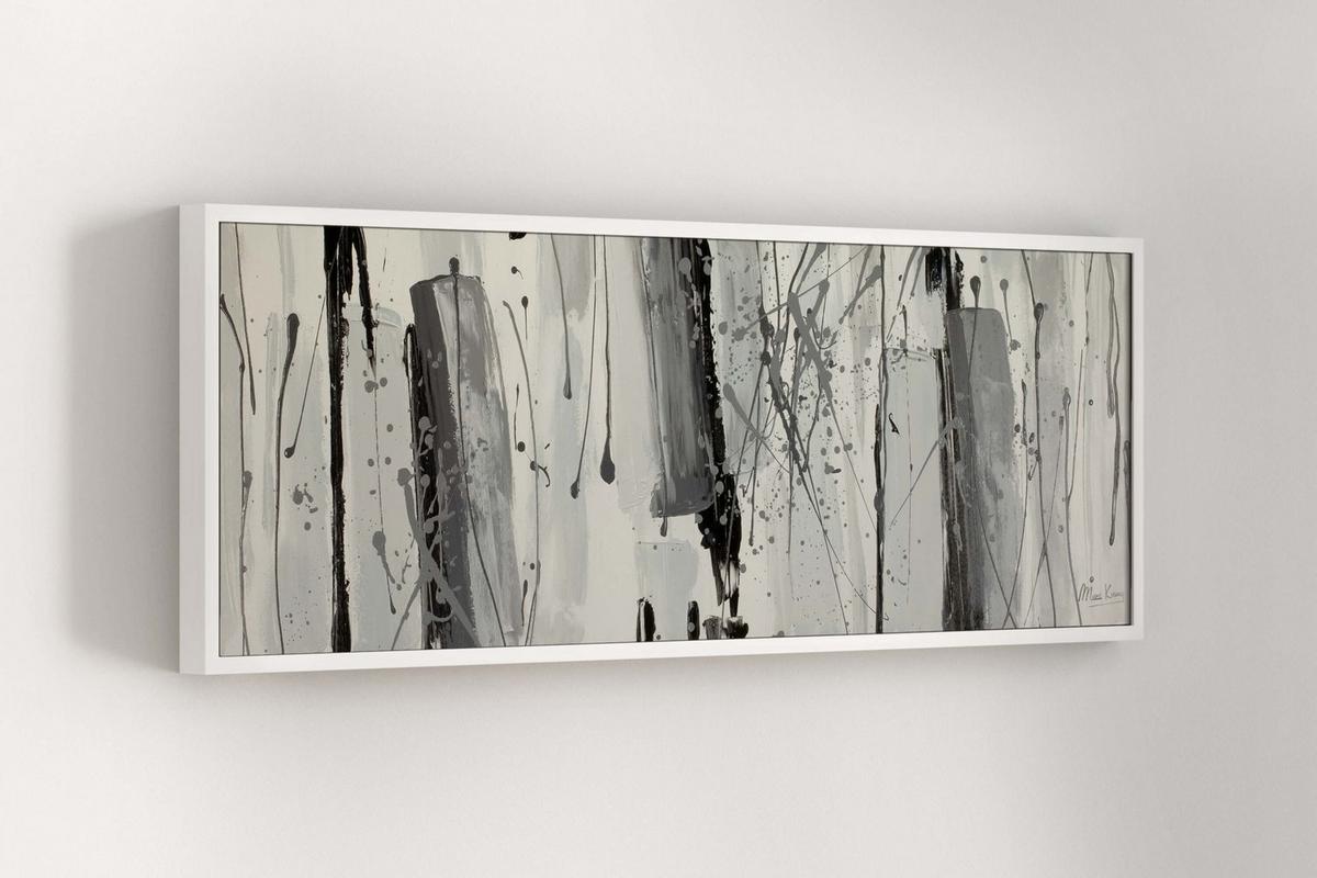ACRYLBILD HANDGEMALT 150/50 cm - Schwarz/Grau, Holz/Textil (150/50cm) - KUNSTLOFT