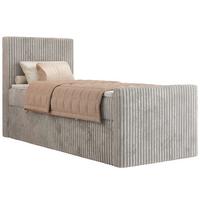 BOXBETT TILIANO DUO 90/200 - Hellgrau Cord - H4 - Topper T25 - Links Seite - Hellgrau, Textil (200/90cm) - MKS