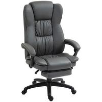 VERSTELLBARER Drehstuhl mit Fußstütze, Kopfstütze, Massagefunktion, Dunkelgrau - Dunkelgrau/Schwarz, Kunststoff (68.5/121/68.5cm) - Vinsetto