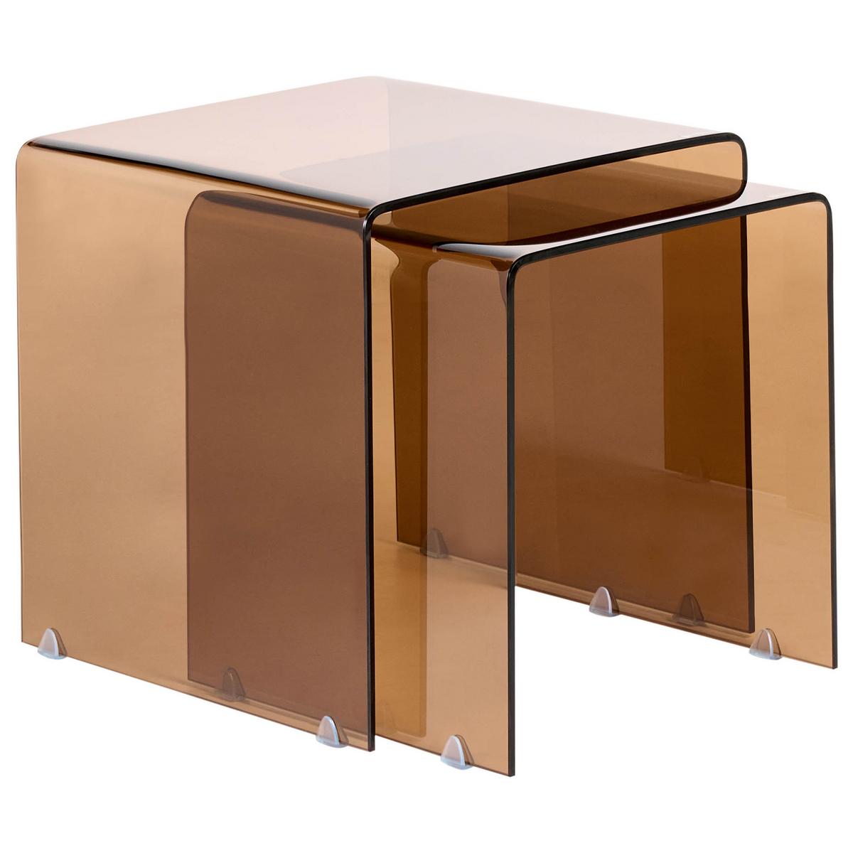 BEISTELLTISCH Braun Kendall - Braun, Glas (42/42/39cm) - Beliani
