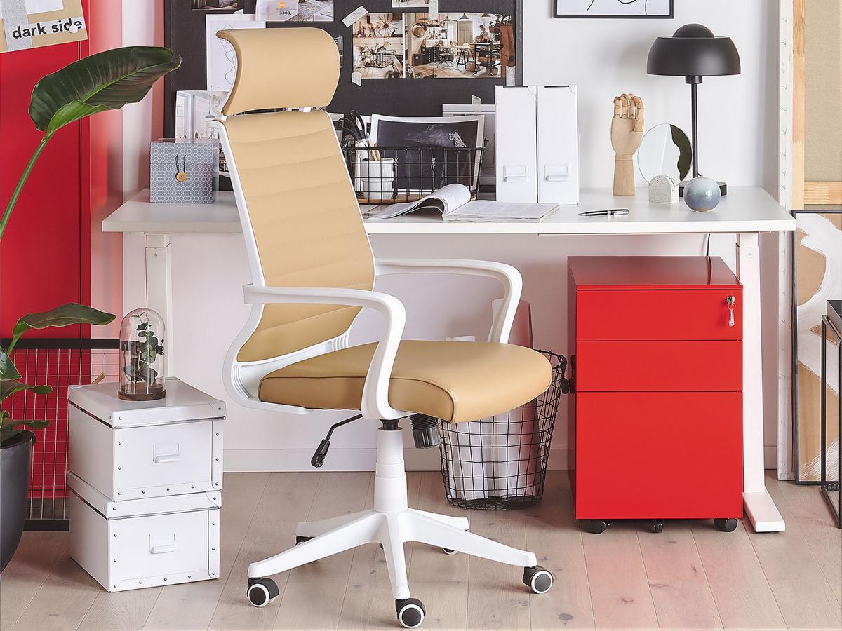 AKTENSCHRANK Metall rot 3 Schubladen mit Rollen Cami - Rot, Metall (39/60/50cm) - Beliani