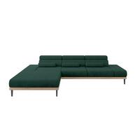 ELEKTRISCHES ECKSOFA Links MONA 316x205x85 Grün Velours - Dunkelgrün/Grün, Holzwerkstoff/Textil (316/205cm) - ALTDECOR