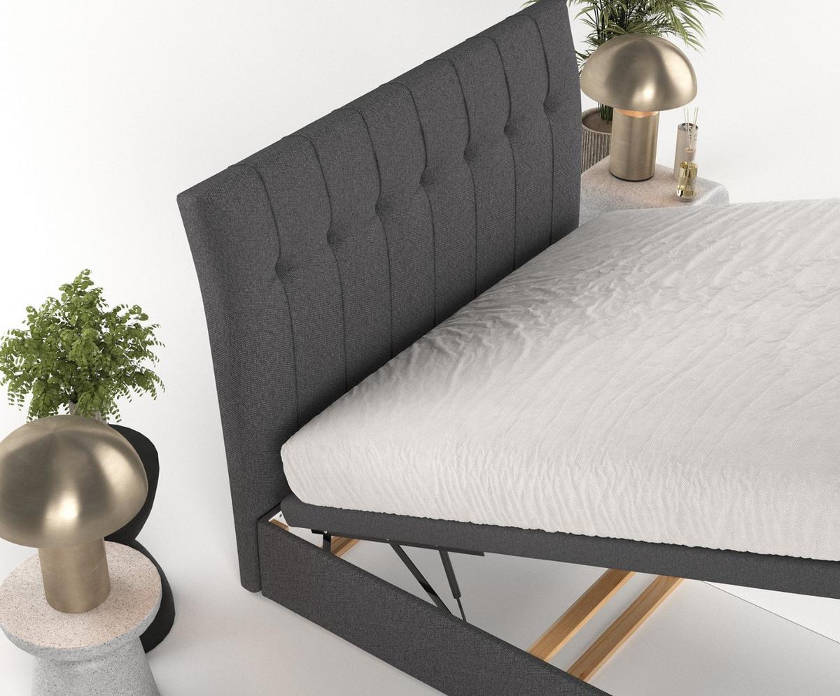 POLSTERBETT Kelsea mit Stauraum 120/200 cm Anthrazit im Megan Stoff - Anthrazit/Schwarz, Holz/Holzwerkstoff (120/200cm) - AltaBeds