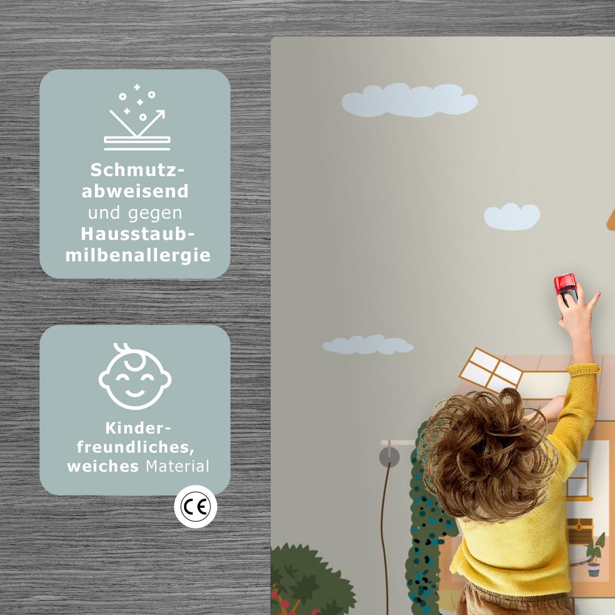 KINDERTEPPICH Puppenhaus - Kinder - Möbel - Design - Braun Spielteppich 180x120 cm - Hellgrau, Kunststoff (180/0.3cm) - OnlyWow