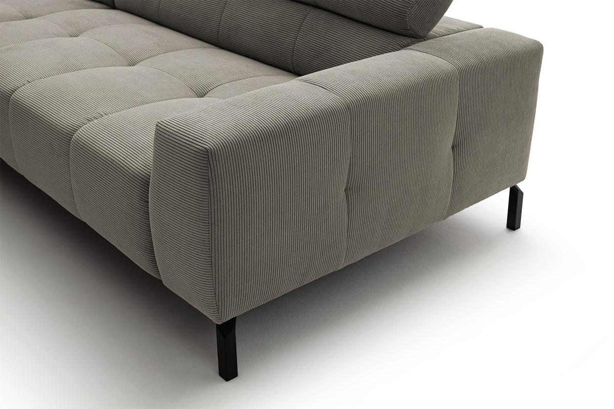 ECKSOFA OHIO Grau Cord - Schwarz/Grau, Textil/Metall (311/219cm) - KAWOLA
