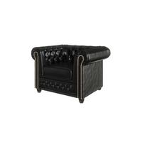 CHESTERFIELD-SESSEL Morin Schwarz vegan Leder - Schwarz/Braun, Holz/Textil (94/72/86cm) - S-Style Möbel