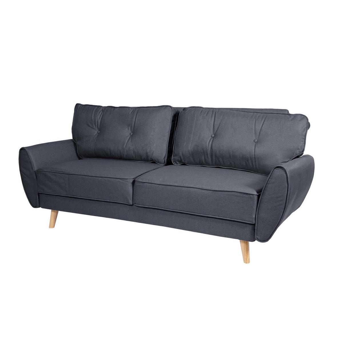 3ER-SOFA Anthrazit - Anthrazit/Schwarz, Textil (203/94/116cm) - MCW