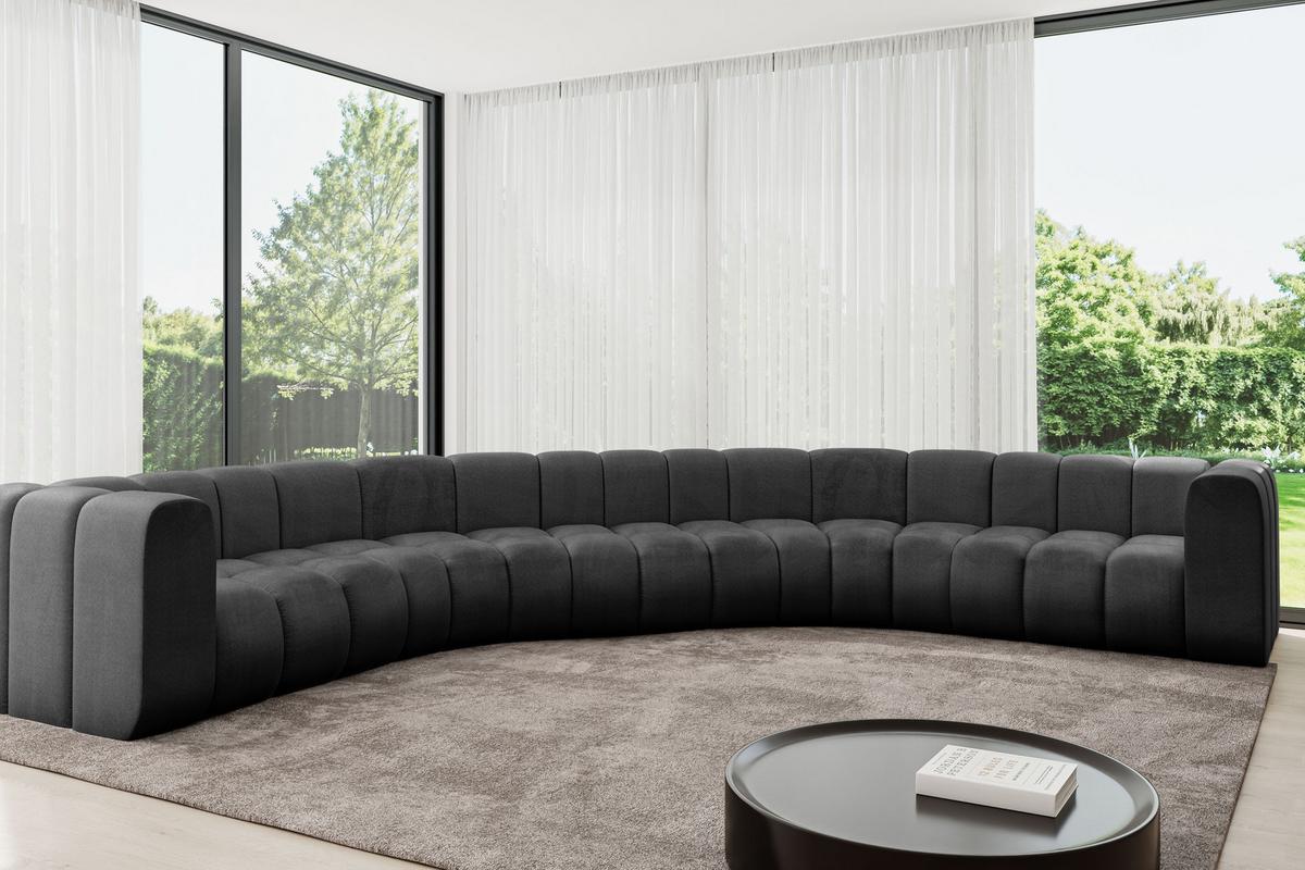 WOHNLANDSCHAFT modulares Sofa Lazro-U1 - 373x373x70 cm Schwarz - Schwarz, Holzwerkstoff/Textil (373/70/373cm) - ALTDECOR