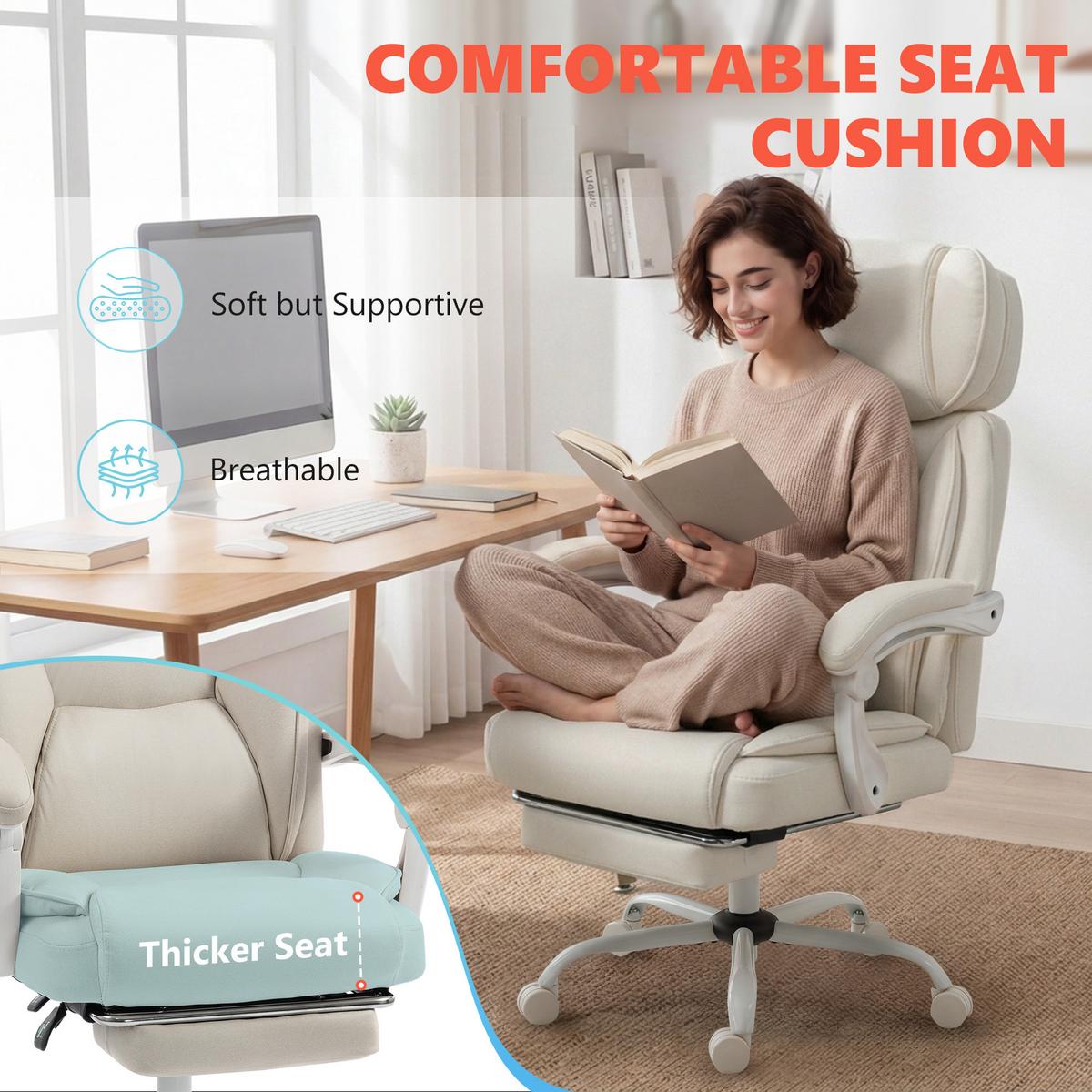 BÜROSTUHL Kunstleder Cremeweiß - Creme/Weiß, Kunststoff/Textil (75.5/122.5/70cm) - HOMCOM