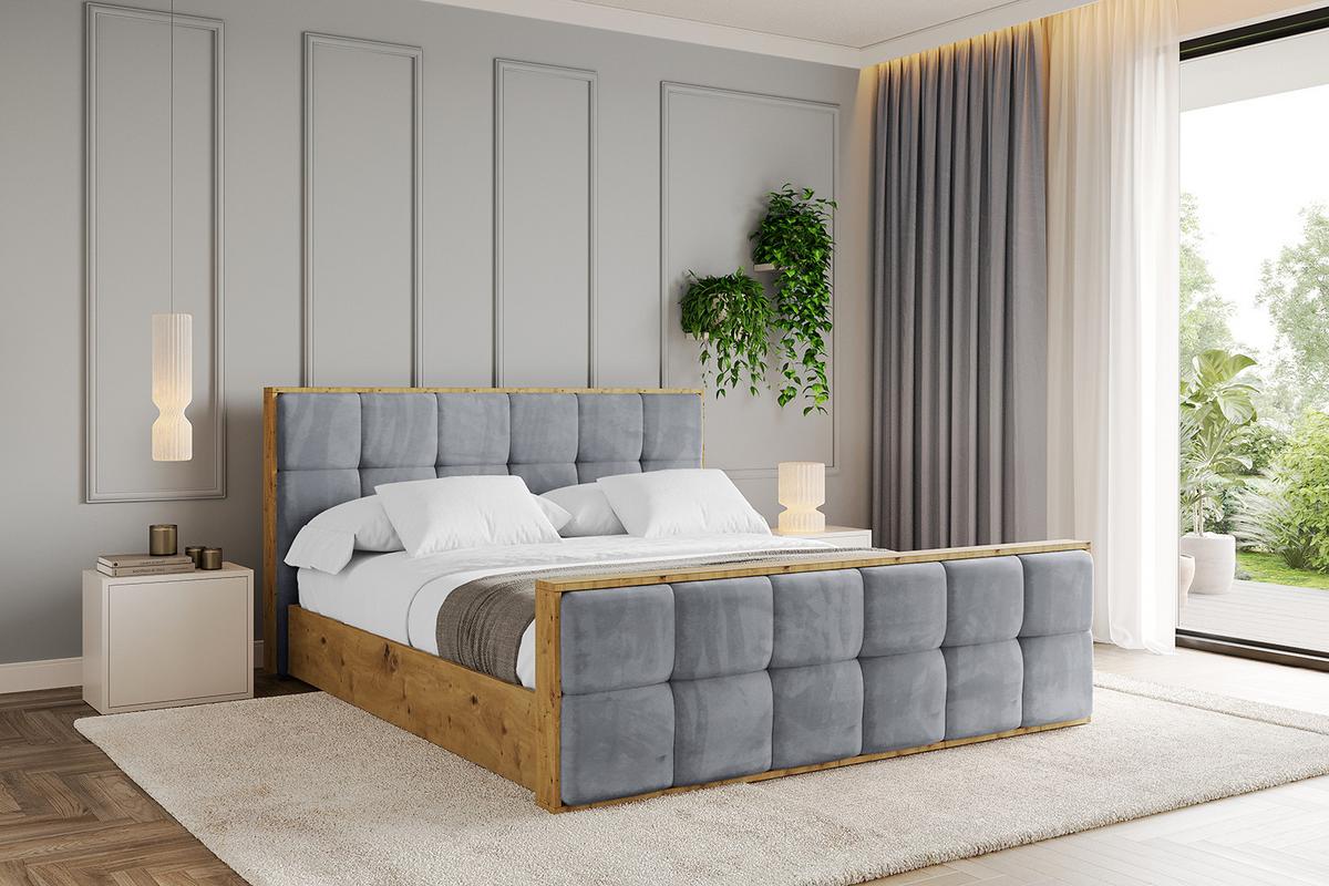 POLSTERBETT mit Bettkasten, Fußteil und Lattenrost, Boxbett ohne Matratze - ENZO7-Z 200x200 - Grau, Holzwerkstoff/Textil (200/200cm) - ALTDECOR