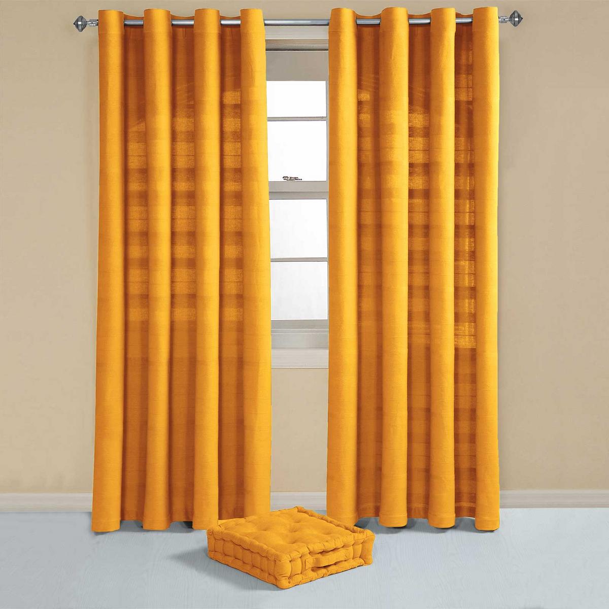 ÖSENVORHANG Rajput blickdicht 2er-Set, 167/228 cm - Currygelb, Textil (167/228cm) - Homescapes