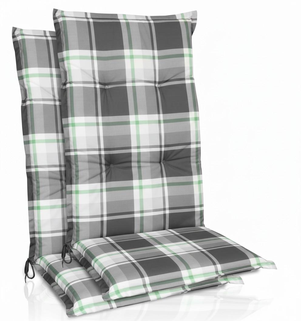 HOCHLEHNERAUFLAGE Sunny MK 120x50x6cm Mintgrün Kariert (2tlg) - Mintgrün, Textil (50/6/120cm) - Beautissu 