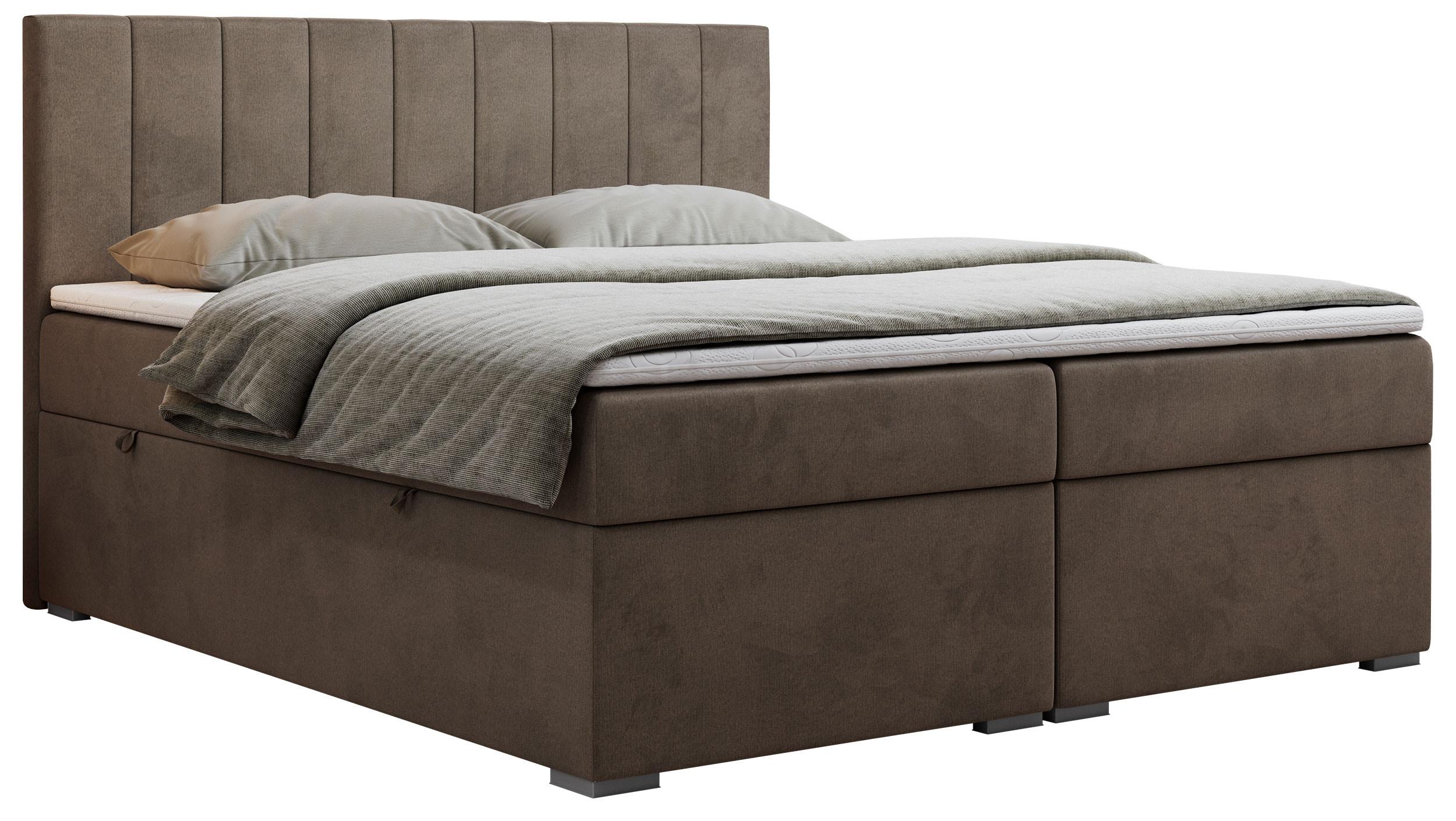 BOXBETT LOPE 120/200 - Braun Velvet - H4 - Braun, Holz/Textil (120/200cm)