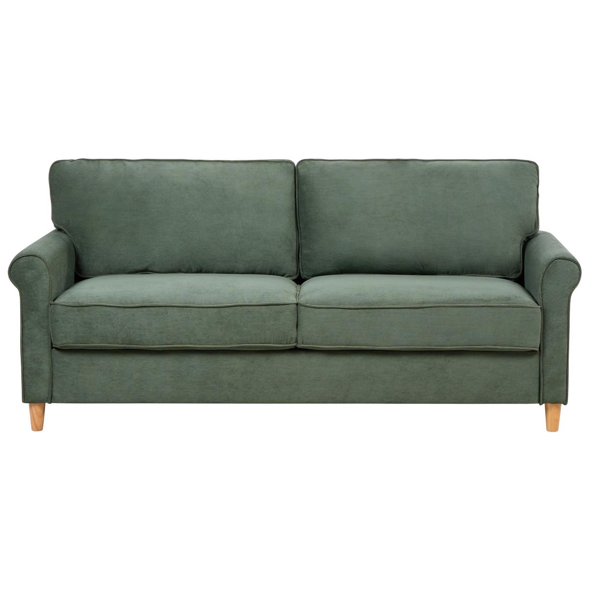 3-SITZER-SOFA Cord dunkelgrün Ronneby - Hellbraun/Grün, Textil (190/88/78cm) - Beliani