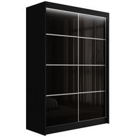 KLEIDERSCHRANK PEKA III mit LED - 120 cm - Schwarz - Schwarz/Weiß, Holzwerkstoff (120/215/61cm) - ALTDECOR