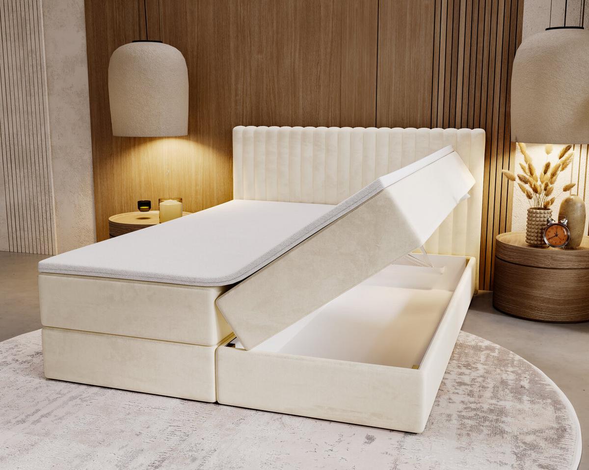 BOXBETT Marbella 180x200 Beige - Beige, Holz/Textil (180/200cm) - Graingold